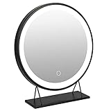 homewell Kosmetikspiegel mit Beleuchtung rund Schminkspiegel mit licht LED Tischspiegel groß (Schwarz Φ40cm)
