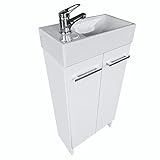 paplinskimoebel Waschtisch mit Unterschrank 81 cm x 40 cm x 22 cm | Gäste WC Waschbecken mit Unterschrank | Klein Schrank für Badezimmer | Gästebad Stehend Badschrank Komplettset mit Handwaschbecken