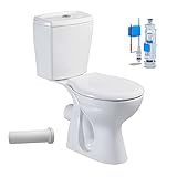 Stand-WC mit Taharet Keramik-Spülkasten Softclose WC-Sitz Toilette WC Waagerecht Wand