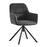 B&D home Esszimmerstuhl Latona | Drehstuhl Polsterstuhl Loungesessel Armlehnenstuhl für Esszimmer, Küche, Büro | Industrial modern Design | Webstoff Anthrazit, 1 Stück, 11119-ANTR-1