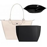 Nircho Taschen Organizer für Longchamp, Filz Handtasche Organizer mit Multi-Taschen, Große Kapazität Tascheneinsatz-Organizer Für Longchamp, Geldbörsenzubehör für Longchamp Tragetasche (Schwarz, L)