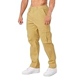 Cargohose Herren Relaxed Fit Baumwolle Wanderhose Herren Casual Arbeitshosen Männer Outdoor Militär Taktische Hosen mit Multi Taschen Thermo Latzhose Herren Winter Hose Cargo Baggy Herren Hosen Junge