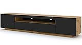 BIM Furniture Lowboard TV Schrank Aura 200 cm Hängend oder Stehen universal Unterschrank Fernsehschrank TV Board Sideboard HiFi-Tisch Hängender (Artisan Eiche und Schwarze Matte ohne LED)