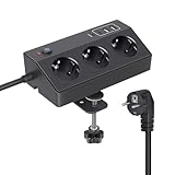 Tischsteckdose mit USB C PD 20W, 4000W/16A Steckdosenleiste Schreibtisch, STGAROT 3 Fach Mehrfachsteckdose 4 USB mit Schalter 3M Kabel, Überspannungsschutz Steckdose Tisch für Zuhause Büro, Schwarz