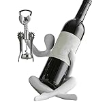 Iouyjiu Weinflaschenhalter, Harz Weinhalter Stand, Bottle Opener Hanger, Freestanding Wine Decor, Hollow Statue Ornament for Kitchen, Bar, Countertop, Tabletop (White, Gold)