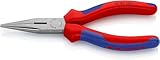 Knipex Flachrundzange mit Schneide (Radiozange) schwarz atramentiert, mit Mehrkomponenten-Hüllen 160 mm 25 02 160