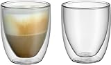 WMF Kult doppelwandige Cappuccino Gläser Set 2-teilig, 250ml, Schwebeeffekt, Thermogläser, hitzebeständiges Teeglas, Kaffeegläser