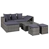 Willood 4-TLG. Garten-Lounge-Set mit Auflagen Poly Rattan Grau gartenmöbel Outdoor Balkon Lounge Rattan Garten