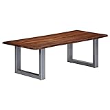 Brokky Couchtisch mit lebenden Kanten 115x60x40 cm Massivholz Akazie Couchtisch Landhausstil