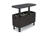 Keter Beistelltisch Bevy Bar mit Kühlmöglichkeit für Getränke und Snacks, Polypropylen, anthrazit, Maße HxTxB 52-75 x 40,5 x 83,5 cm, höhenverstellbar, perfekt für Gartenpartys