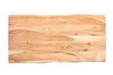 SAM Tischplatte 120x60 cm Emilia, Holzplatte Akazienholz massiv + naturfarben + lackiert, Baumkanten-Platte für Heimwerker, Arbeitsplatten, Tische & Fensterbretter