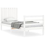 QJBSAVVA Bettkasten Bettrahmen Gästebett Daybed - Massivholzbett mit Kopfteil Weiß für Gästezimmer Loft Schlafzimmer Außenbereich