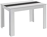 byLIVING Esstisch NORI / Moderner Küchentisch in Weiß / Einlegeplatte wendbar in schwarz oder weiß / kleiner Tisch / 140 x 80, H 75 cm