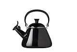 Le Creuset Kone Wasserkessel mit Pfeife, Emaillierter Stahl, 1,6 L, Schwarz glänzend, 40101021400000