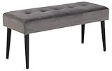 AC Design Furniture Gloria Bank, Sitzbank mit Grauer Samtbezug und Schwarzen Metallbeine, Polsterbank im Moderner Stil, Esszimmermöbel, Flürmöbel, L: 95 x H: 45 x W: 38 cm