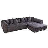 riess-ambiente.de Modernes XXL Ecksofa DECADENCIA 320cm dunkelgrau Samt inklusive Kissen | gemütliche Wohnlandschaft | Couch