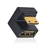 Duttek U Shape Mini HDMI to HDMI 8K Adapter, Down Angle HDMI to HDMI Mini Adapter, 180 Grad Mini HDMI Adapter Support 8K@60Hz, 48Gbps für Kamera/Laptop/Tablet/HDTV/Projektor(1 Stück)