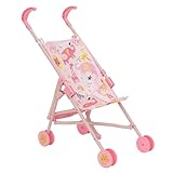 BabyBoo Einzelwagen | Spielzeugpuppen-Buggy | Baby-Puppen-Kinderwagen | Kinder-Baby-Puppen-Kinderwagen | Spielzeug-Regenschirm | Rollenspiel-Spielzeug-Puppen-Buggy | ab 2 Jahren (Rosa Dschungel)