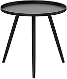 H HOMEWINS Metall Beistelltisch, 46 x 50 cm Modern Rund Sofatisch Wohnzimmer Couchtisch, Schwarz Praktischer Nachttisch für Schlafzimmer