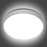 Genatu Deckenleuchte, Badezimmer Lampe Decke wasserdicht IP65, 19W kreisförmige, Badlampe Decke, entspricht 126W 4000K natürliches Weiß, runder Durchmesser 20 cm moderne LED-Deckenleuchte für Toilette
