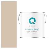 Q-COVER Keramik Farbe 5LBeige Wandfarbe Innenfarbe Abwaschbar Klasse 1 Mattfarbe Deckenfarbe Scheuerfest Küche Bad Treppen Ceramic Hohe Deckkfraft