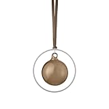 blomus Weihnachtsbaumkugeln 4er Set KITAI | Christbaumkugeln in Farbe Coffee | Ø 8 cm | Tannenbaumkugeln mit Ring aus Eisen in Silber | Christbaumschmuck mit Satinband