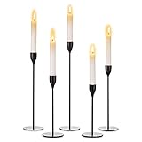 Romadedi Kerzenständer Stabkerzen Schwarz Kerzenhalter – 5er Set Vintage Metall Kerzenhalter für Weihnachten Tischdeko Advent Halloween Party Deko 34/29/25/22/19cm