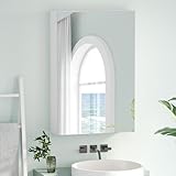 Dripex Badezimmerschrank mit Spiegel, Badspiegelschrank, Spiegelschrank Bad mit verstellbarem Einlegeboden, Weiß 40 x 60 x 12 cm