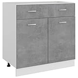 vidaXL Schubunterschrank mit 2 Regalböden 1 Schublade Schrank Küchenzeile Küchenmöbel Unterschrank Küchenschrank Betongrau 80x46x81,5cm Holzwerkstoff