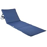 ONVAYA Premium Strandmatte 2cm gepolstert mit Rückenlehne | Strandliege faltbar | Strandmatratze dunkelblau | Sonnenmatte mit Tragegurt | 161 x 55 x 45 cm (1 Stück)