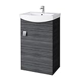 Planetmöbel Waschbecken mit Waschbeckenunterschrank/Waschtisch-Unterschrank 45cm Gäste Bad WC (Anthrazit)