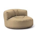 Lumaland Sitzsack Lounge | Sofa-Sitzsack 90 x 50 cm mit Rückenlehne | Indoor & Outdoor Beanbag | Wasserabweisend & Robust | Mit anpassungsfähiger EPS-Füllung | Waschbarer Bezug [Beige]