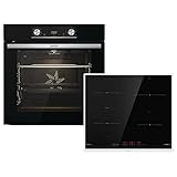 Gorenje 738971 Einbaubackofen-Set OptiBake Black Steam Pyro Set / 77L / Heißluft/Pyrolyse/ExtraSteam/GentleClose/AirFry/Pizzamode 300°C/PerfectGrill/Induktions-Kochfeld mit BridgeZone/schwarz