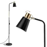 OUSFOT Stehlampe Wohnzimmer mit Höhe 146cm 230V E27 Max 40W Retro Stehleuchte mit Metall Lampenshirm Leselampe für Büro, Schlafzimmer (ohne Glühbirnen) Schwarz