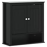 HETFTJN Spülschrank Waschtischunterschrank Badezimmer Unterschrank Waschbecken Bademöbel-Set - Bad-Wandschrank Berg Schwarz 69,5x27x71,5 cm Massivholz für Gästezimmer Hotels Badezimmer Toilette