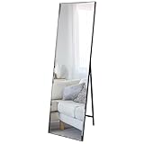Hoikwo 140x41cm Standspiegel Ganzkörperspiegel mit Ständer, Großer Vertikaler Wandspiegel für Schlafzimmer, Wohnzimmer, Ankleidezimmer, Flur(Schwarz Ankleidespiegel)