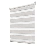 Deswell Doppelrollo klemmfix ohne Bohren Duo Rollo für Fenster,lichtdurchlässig und verdunkelnd Wandmontage Sichtschutz,50 x 130 cm(BxH) Leinen