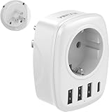 Reiseadapter USA, VINTAR Aadapter Deutschland Stecker 5 in 1 Steckdosenadapter Reisestecker Stromadapter mit 3 USB A und 1 USB C, USA Adapter Steckdose für Amerika Kanada Mexiko Thailand, TypB