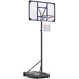 Yohood Basketballkorb Outdoor für Kinder/Jugendliche, Basketballkorb mit Rollen Tragbar, 147–260cm Höhenverstellbarer Basketballständer mit 82x53cm PC Rückwand & Vergrößerter Basis (Blau)