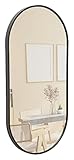 Terra Home Wandspiegel - Oval, 80x40 cm, Schwarz, Modern, Metallrahmen Spiegel, HOCH und QUER Montage möglich - für Flur, Wohnzimmer, Bad oder Garderobe