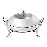 TaNeHaKi Edelstahl Chafing Dish,Chafing Dish, 3liter SpeisewäRmer WarmhaltebehäLter WäRmebehäLter FüR Haushalt Buffet Catering Gastro Und Party (Silber)