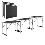 Juskys Multifunktionstisch 3 teilig - klappbar, höhenverstellbar - Alu Klapptisch 100x60 cm - Flohmarkt, Tapeziertisch, Campingtisch - Tisch Schwarz