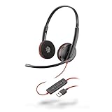 Plantronics – Blackwire C3210, kabelgebundenes USB-A-Headset – Zwei-Ohr-Headset (Stereo) mit Mikrofonarm – Verbindung mit PC/Mac über Anschluss – Kompatibel mit Teams, Zoom und mehr, Schaum