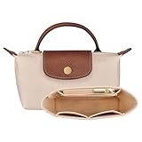 GADITIEK Geldbörsen Organizer für kleine Tragetasche, mit mehreren Taschen, Handtaschen, Organizer, passend für Longchamp Mini-Größe (Beige)