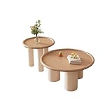 JWBXFYXW Runder Beistelltisch im 2er-Set – Mid-Century-Couchtisch aus MDF-Holz für Wohnzimmer und Heimbüro, modernes Design