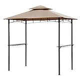 Sekey Grill Pavillon 2.45 x 1.50m, Wasserdicht Gartenlauben Gartenzelt Partyzelt für Garten/Partys/Picknick/BBQ´s, UV-Schutz 50+, Taupe