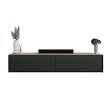 Planetmöbel TV-Schrank, Fernsehtisch 160 cm lang, TV-Board hängend oder stehend, Fernsehschrank für Wohnzimmer, TV Möbel 37,8 x 160 x 32,5 cm, Gold Eiche anthrazit