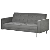 HOMCOM Schlafsofa Schlafcouch 3-Sitzer Stoffsofa mit Schlaffunktion Bettsofa Sofa mit verstellbarem Winkel Vintage Eukalyptusholz Baumwolle Grau 187 x 91 x 85 cm