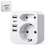 USA Adapter Stecker,Reiseadapter USA mit 3USB 1USB C (3.4A), Adapter USA Deutschland Stecker,Steckdosenadapter Stromadapter Reisestecker für Amerika Kanada Mexiko Thailand,Wand Ladegerät