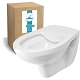 Calmwaters® Wand WC spülrandlos Weiß, waagerechter Abgang, Tiefspüler ohne Spülrand, 40 x 36 x 53 cm, Wandtoilette, Hänge WC aus Sanitärkeramik, 08AB6182